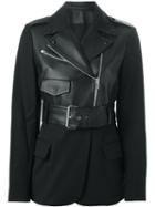 Alexander Wang Layered Biker Jacket, Women's, Size: 8, Black, Cotton/lamb Skin/spandex/elastane