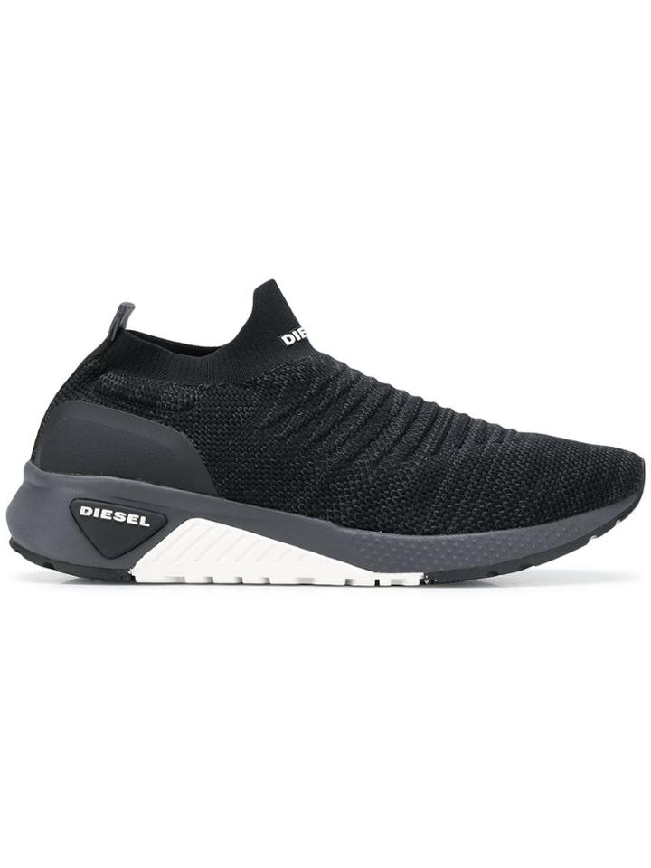 Diesel Knitted Slip-on Sneakers - Black