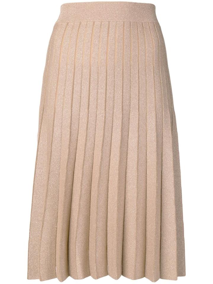 Twin-set Shimmer Pleat4ed Midi Skirt - Metallic