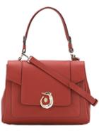 Trussardi Logo Plaque Shoulder Bag, Women's, Red, Calf Leather