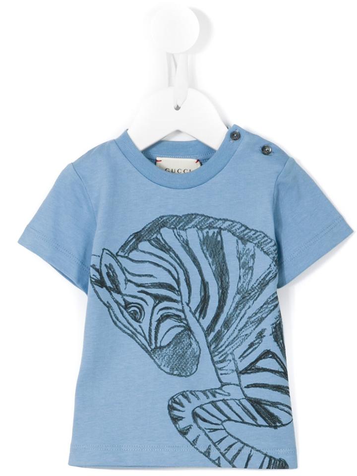 Gucci Kids - Zebra Print T-shirt - Kids - Cotton - 6-9 Mth, Blue