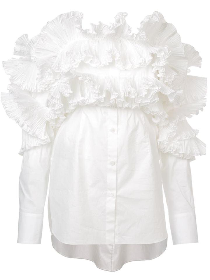 Rosie Assoulin Pleated Off-shoulder Blouse - White