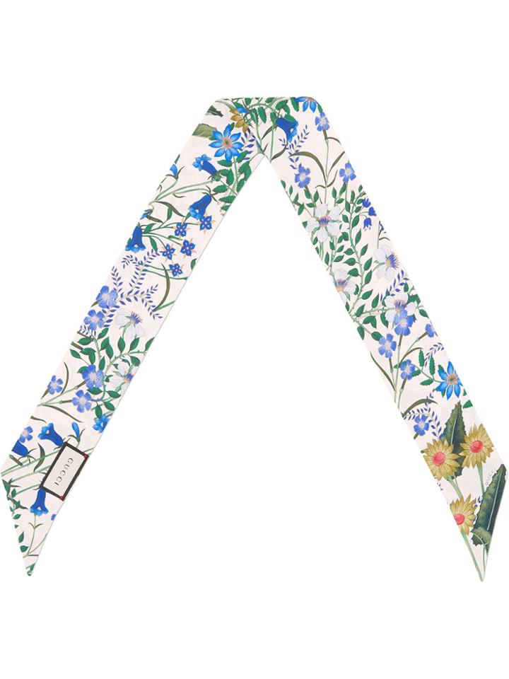 Gucci New Flora Print Silk Neck Bow - Pink & Purple