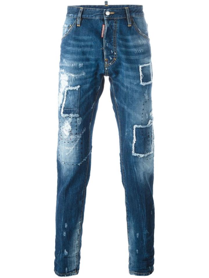 Dsquared2 'cool Guy' Jeans, Men's, Size: 50, Blue, Cotton/calf Leather/polyester