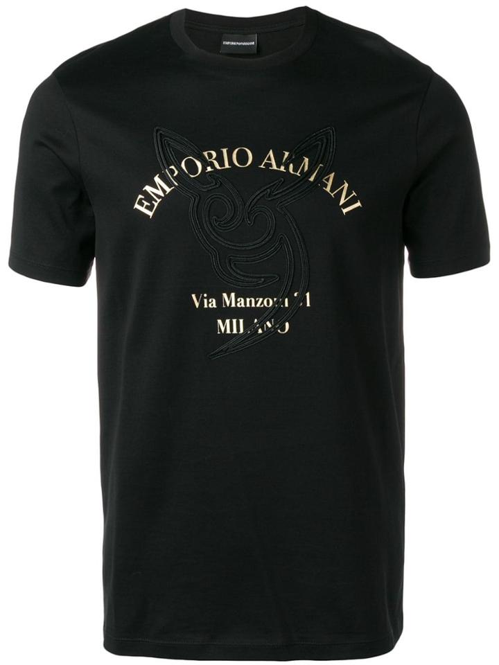 Emporio Armani Gold Logo Print T-shirt - Black