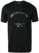 Emporio Armani Gold Logo Print T-shirt - Black