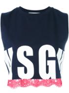 Msgm Logo Print Tank Top, Women's, Size: Small, Blue, Cotton