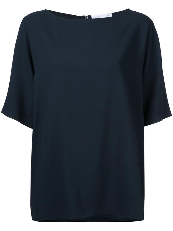 Fabiana Filippi - Loose-fit Shortsleeved Blouse - Women - Spandex/elastane/acetate/viscose - 48, Blue, Spandex/elastane/acetate/viscose