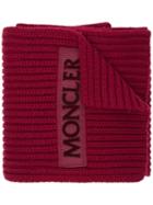 Moncler Logo Patch Ribbed Scarf - Red