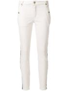 Just Cavalli Leather Stripe Detail Jeans - Nude & Neutrals