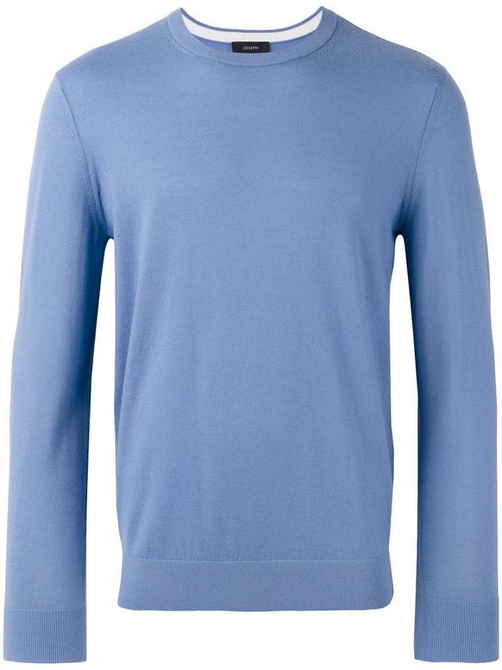 Joseph Contrast Elbow Patch Jumper, Men's, Size: Large, Blue, Merino