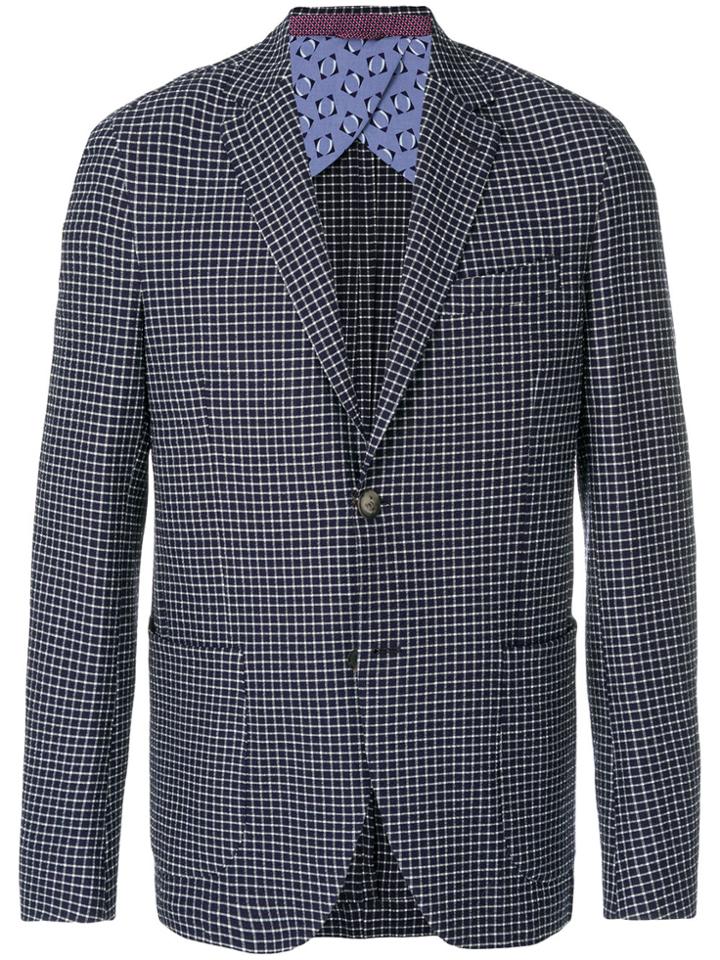 Etro Windowpane Check Blazer - Blue