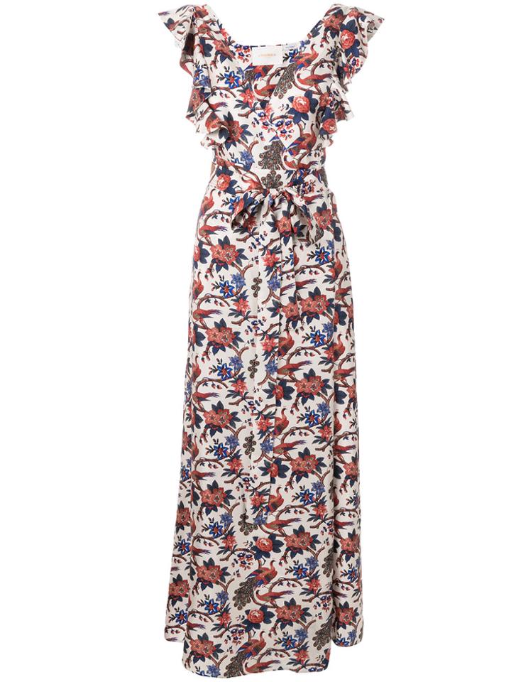 La Doublej Ruffle V-neck Print Dress - Multicolour