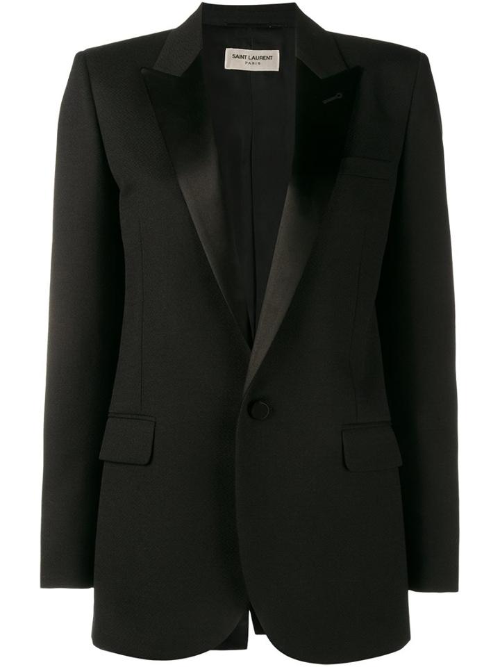 Saint Laurent Classic Tuxedo Jacket, Women's, Size: 42, Black, Silk/cotton/wool