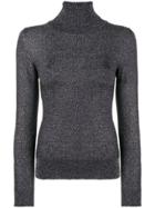 Joostricot Navy Roll Neck Lurex Sweater - Blue