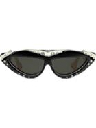 Gucci Eyewear Occhiali Da Sole Ovali Con Cristalli - Black