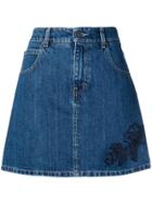 Coach Embroidered Denim Mini Skirt - Blue