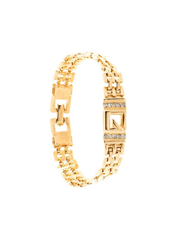 Givenchy Pre-owned Cut-out Logo Rhinestone Bracelet - Gold