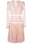 Alexander Mcqueen Lace V-neck Dress, Women's, Size: 40, Pink/purple, Silk/cotton/polyamide