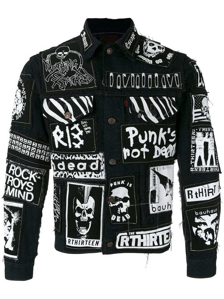 R13 - Graffiti-effect Denim Jacket - Men - Cotton - M, Black, Cotton