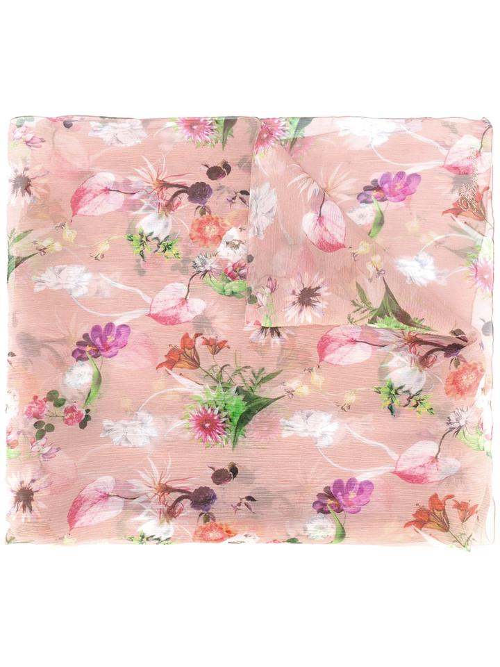 Blumarine - Floral Print Scarf - Women - Silk - One Size, Women's, Pink/purple, Silk