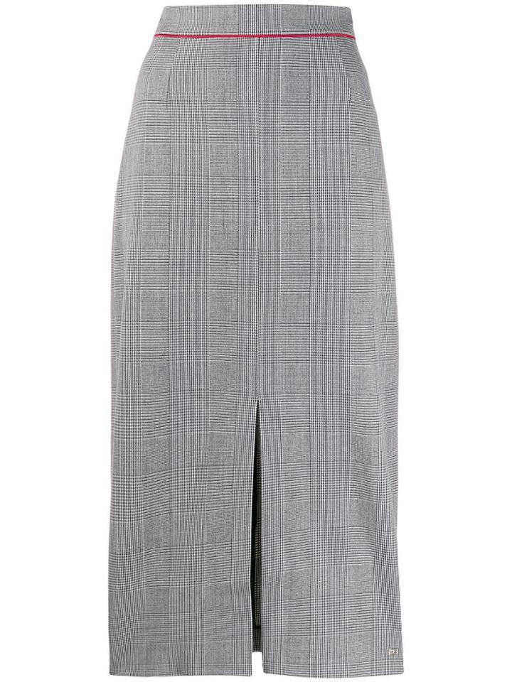 Tommy Hilfiger Checked High Waisted Pencil Skirt - Blue