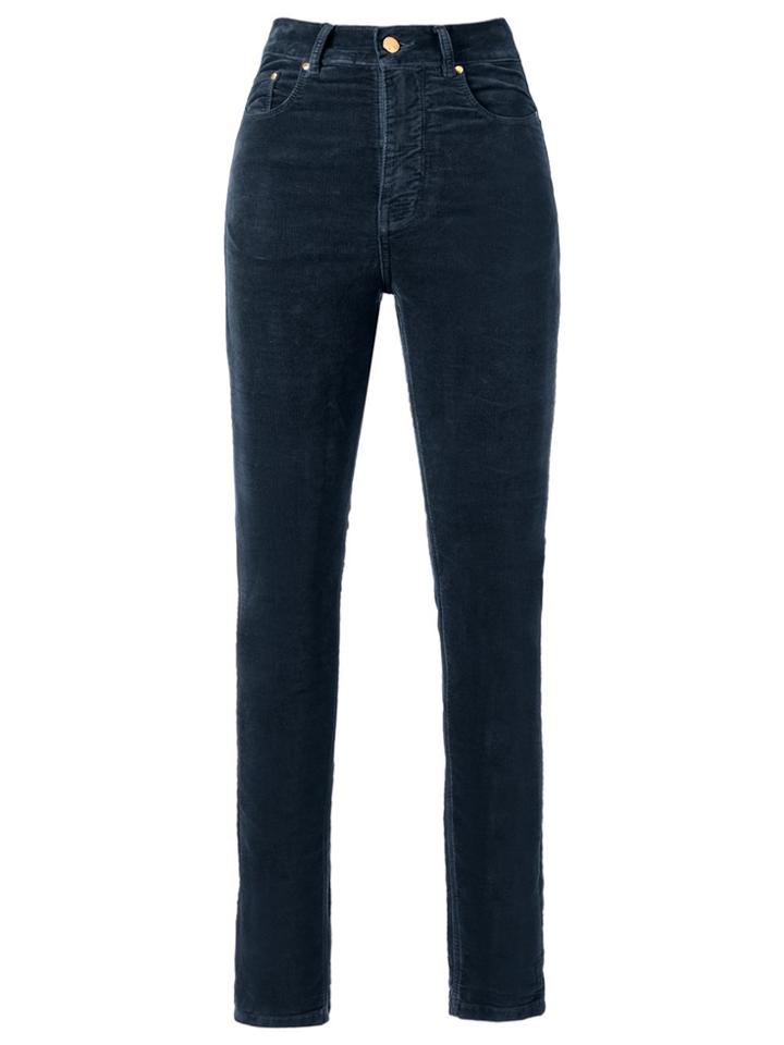 Amapô High Waist Velvet Skinny Trousers - Blue