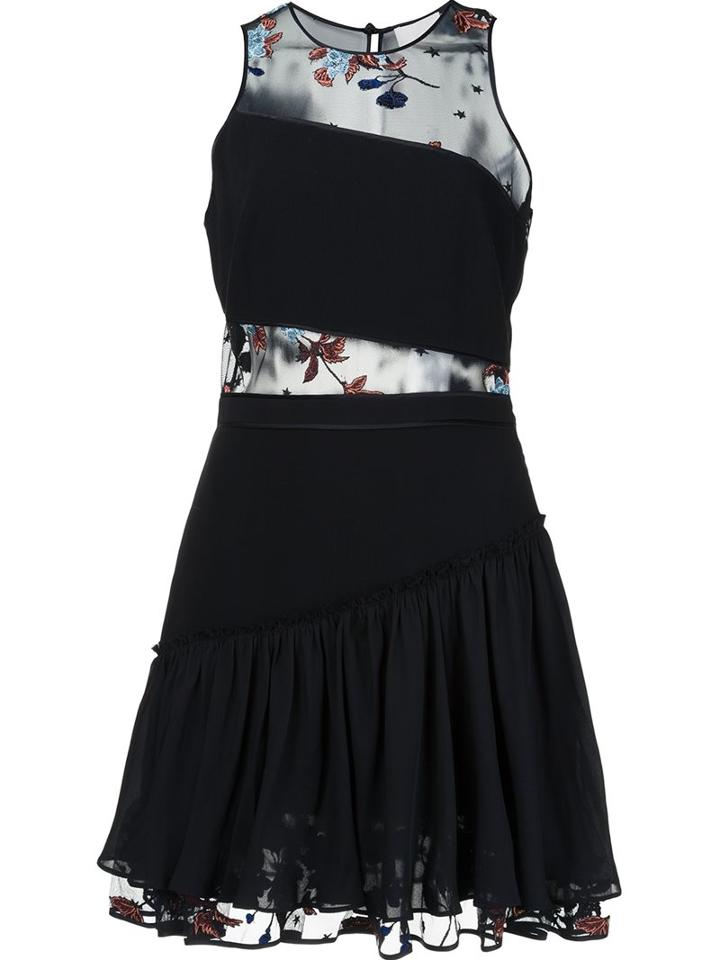 Cinq A Sept Embroidered Sheer Panel Dress