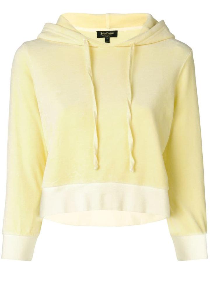 Juicy Couture Velour Shrunken Hooded Pullover - Yellow