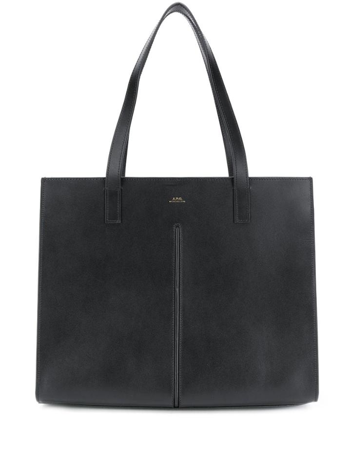 A.p.c. Logo Embossed Tote - Black