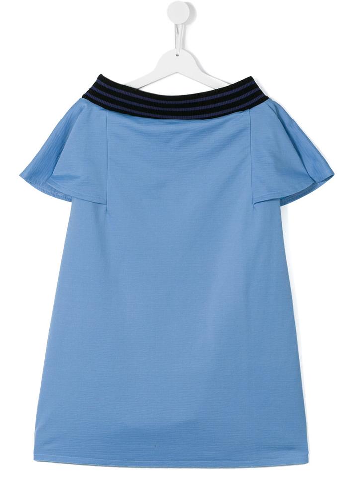 Andorine - Teen Flounce Sleeve Dress - Kids - Cotton/polyamide/polyester - 14 Yrs, Blue