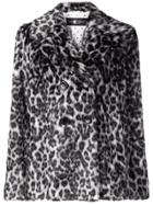 Luisa Cerano Animal Pattern Double-breasted Coat - Black