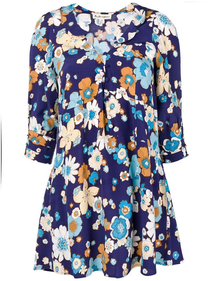 For Love And Lemons Magnolia Trapeze Mini Dress - Blue