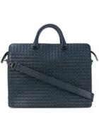 Bottega Veneta Dark Navy Intrecciato Briefcase - Blue