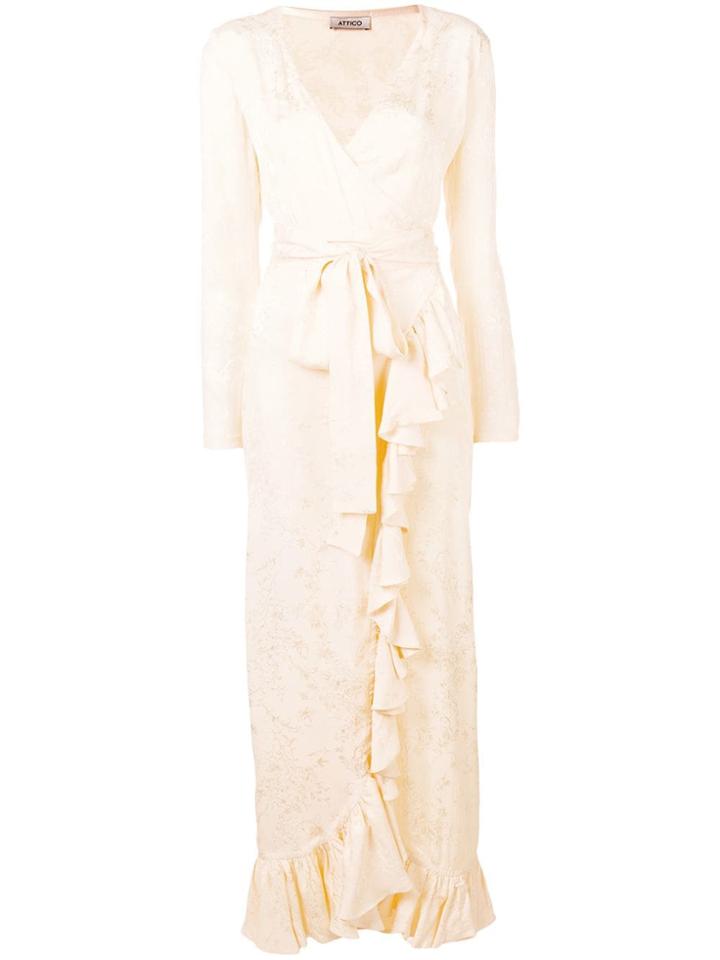 Attico Ruffle Trim Wrap Dress - Nude & Neutrals