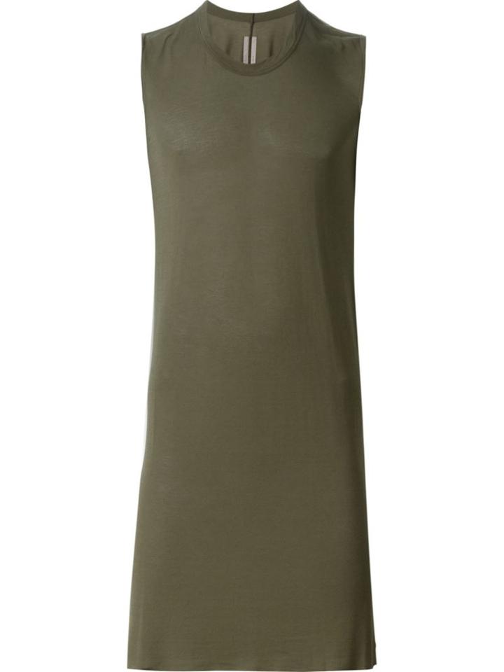 Rick Owens Long Length Tank Top, Men's, Size: Xs, Green, Silk/viscose
