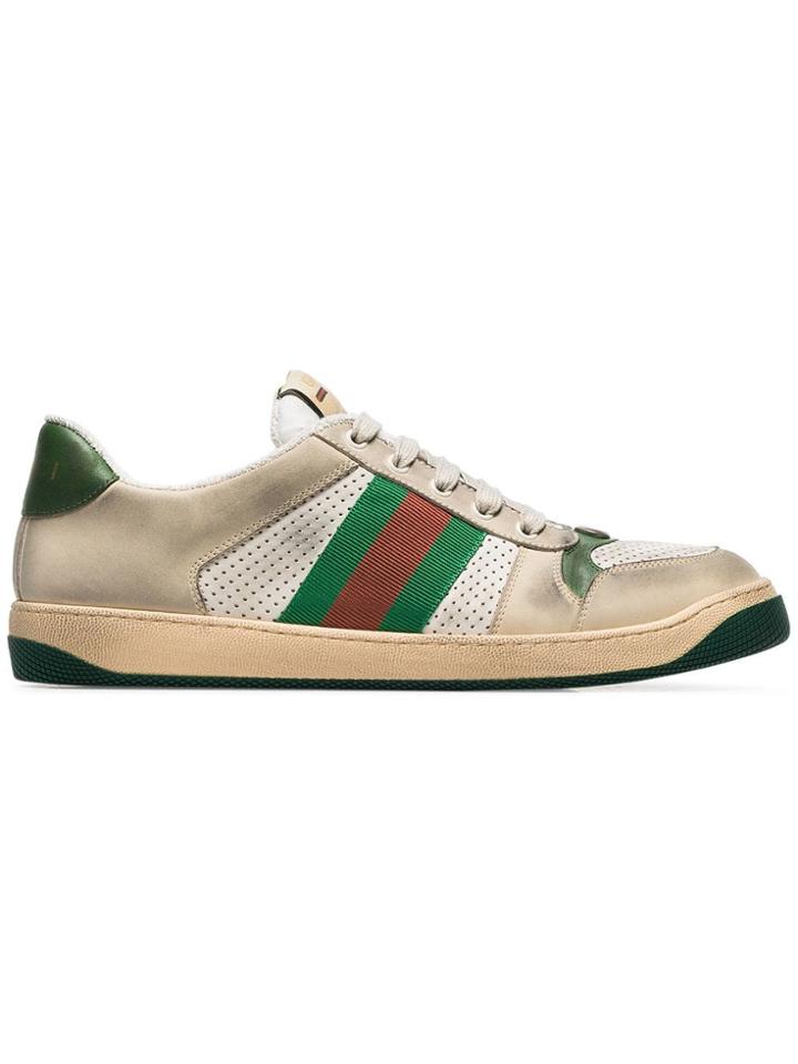 Gucci White Virtus Worn-effect Sneakers - Neutrals