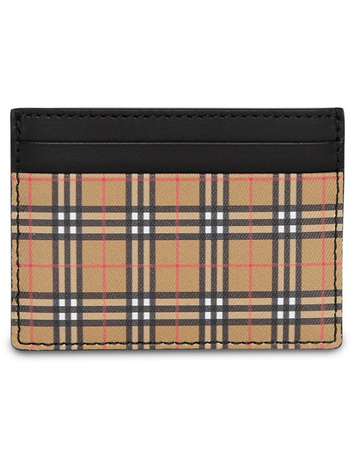 Burberry Vintage Check And Leather Card Case - Yellow