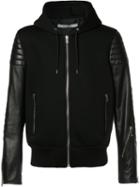 Givenchy Leather Sleeve Hooded Jacket, Men's, Size: 56, Black, Lamb Skin