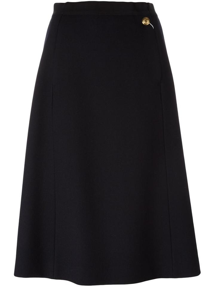 Maison Margiela Mid-length A-line Skirt, Women's, Size: 44, Black, Silk/cotton/wool