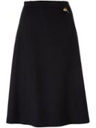 Maison Margiela Mid-length A-line Skirt, Women's, Size: 44, Black, Silk/cotton/wool