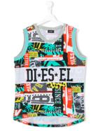 Diesel Kids - Mixed Print Top - Kids - Cotton/polyester - 16 Yrs, Green