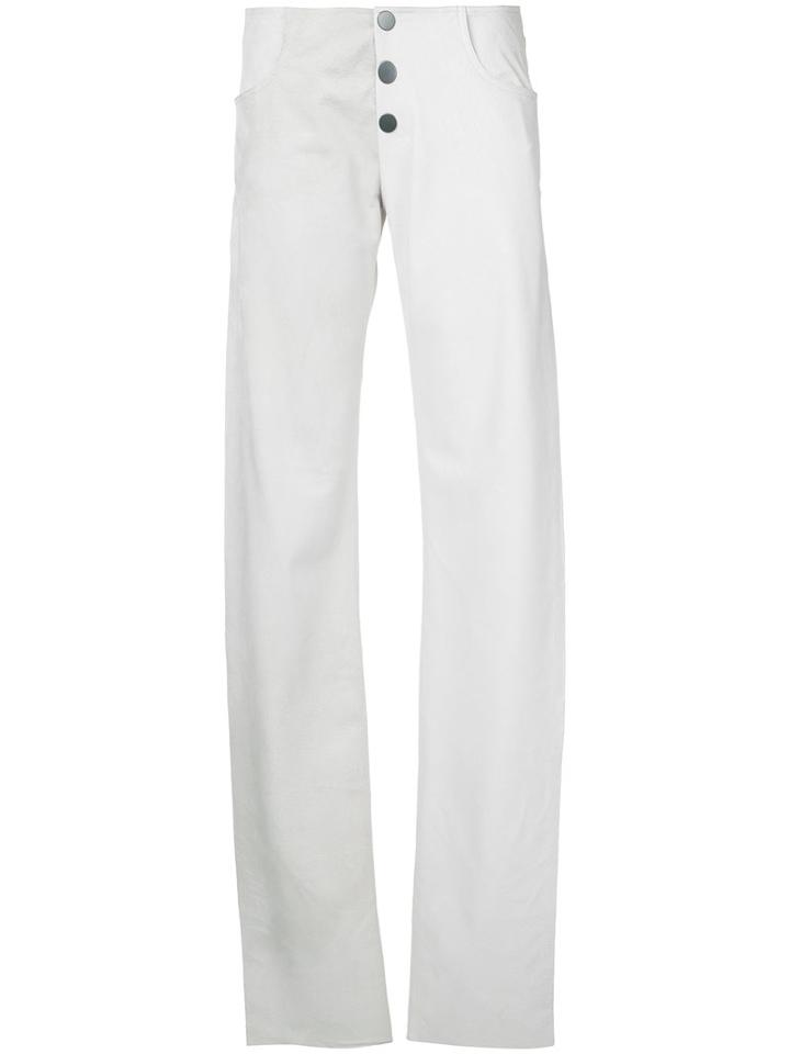 Paula Knorr - Side Slit Trousers - Women - Leather - M, Women's, White, Leather