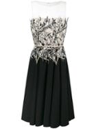 Blumarine Pleated Trim Contrast Dress, Women's, Size: 38, Black, Cotton/spandex/elastane/polyimide/silk