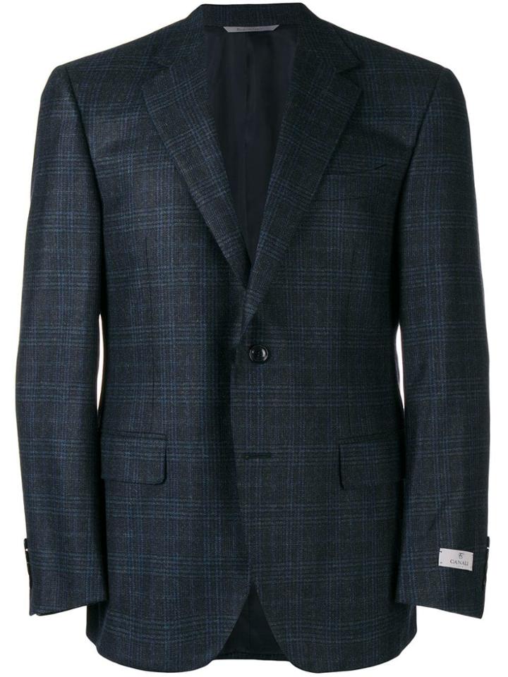 Canali Single-breasted Check Blazer - Blue