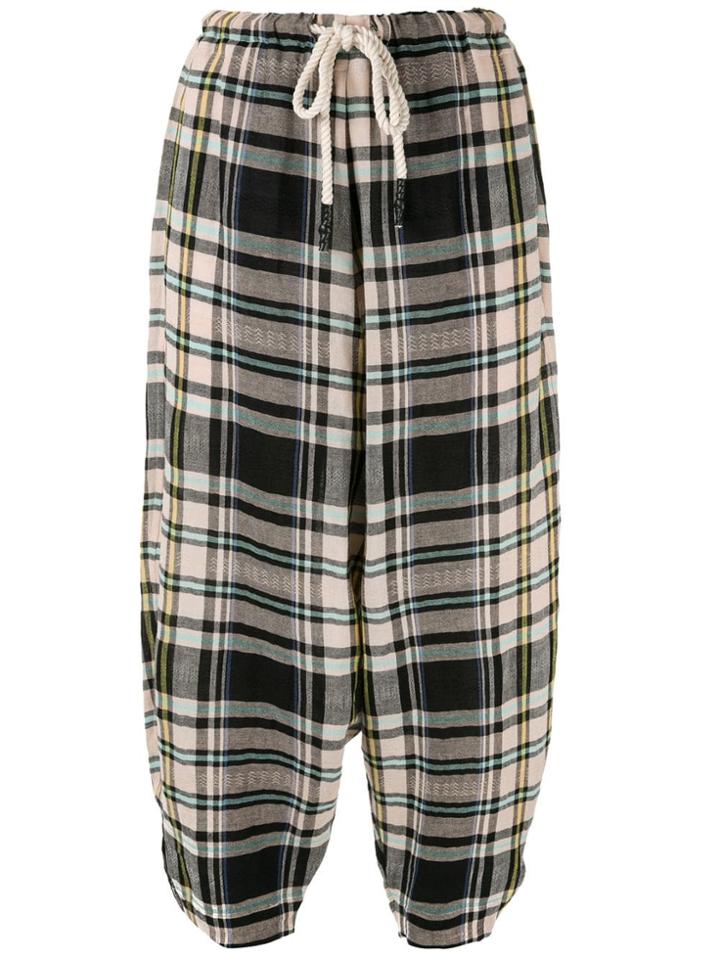 Bassike Check Drawstring Trousers - Multicolour