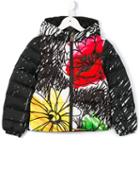 Moschino Kids Flower Print Puffer Jacket, Girl's, Size: 10 Yrs, Black