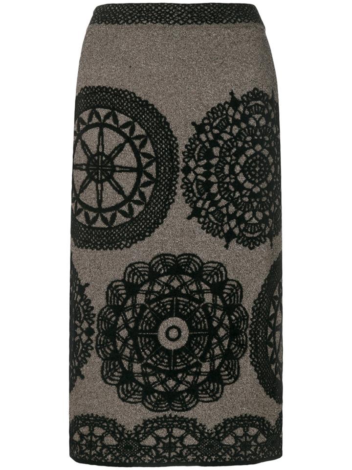 M Missoni Floral Pencil Skirt - Black