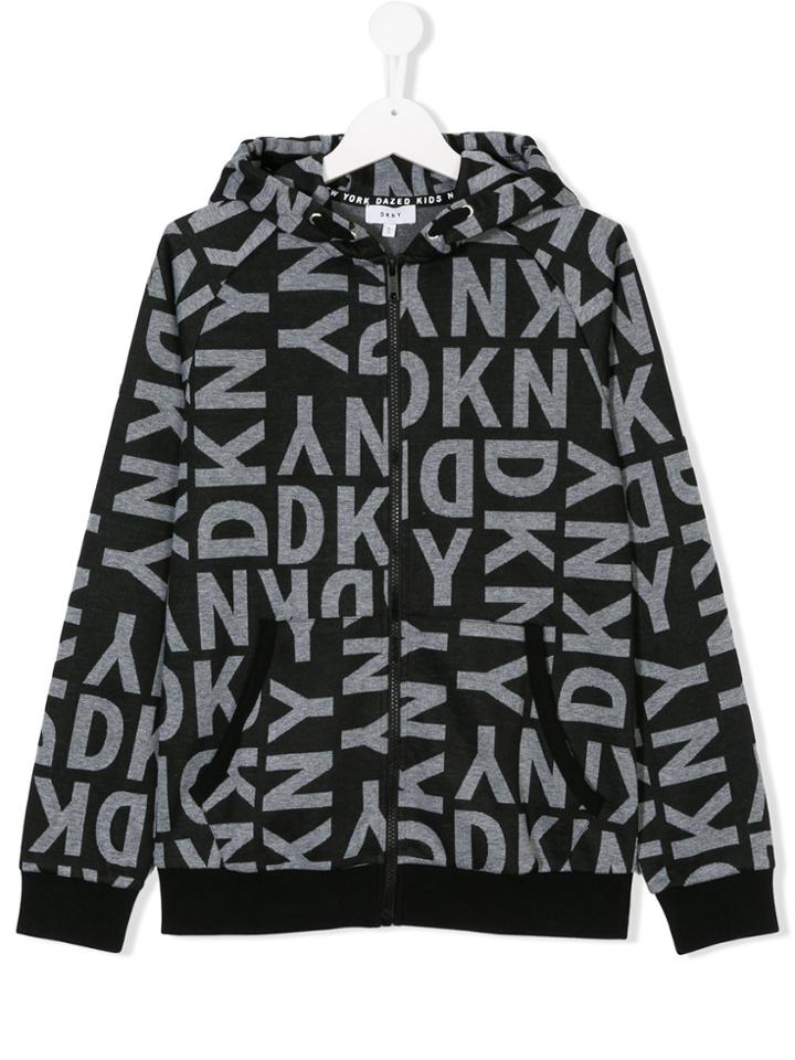 Dkny Kids Teen Logo Print Hoodie - Black
