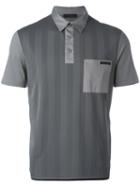 Prada Striped Polo Shirt, Men's, Size: Medium, Grey, Cotton/spandex/elastane